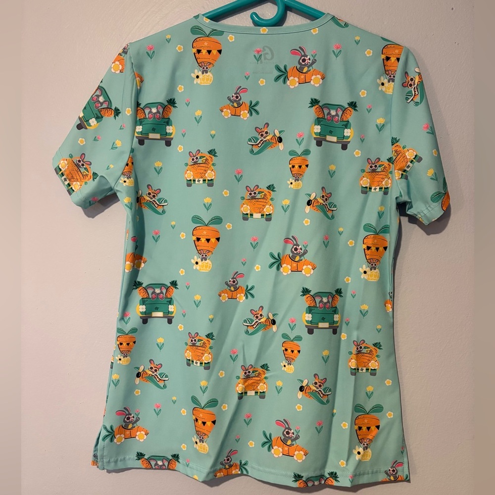 Easter Bunny Print Scrub Top - Picture 2 of 3